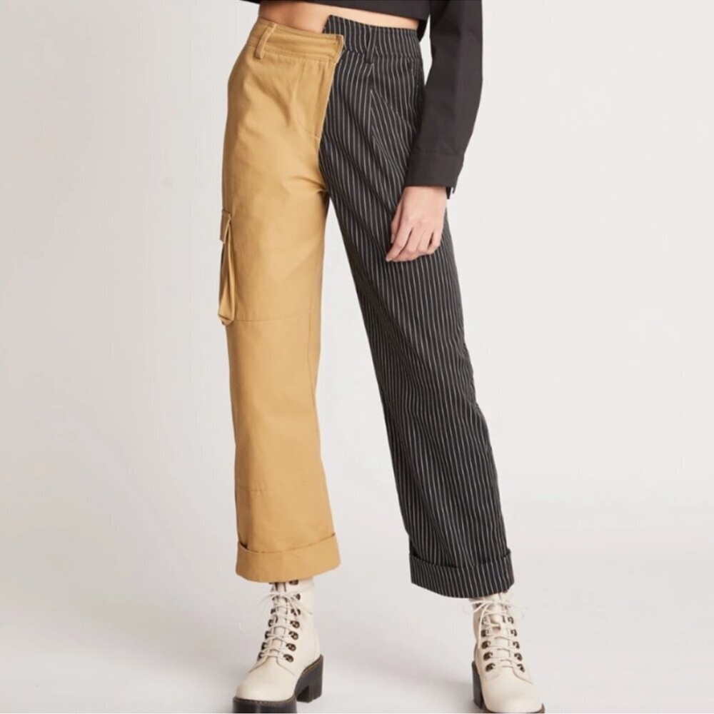 Choosy Two-Tone Black and Tan Cargo Pants Size 4‎
